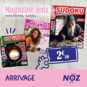 Promos de Bazar et Déstockage | Divers magazines de jeux : mots fléchés, mots mélangés, sudoku, coloriage… sur Noz | 24/04/2024 - 30/04/2024