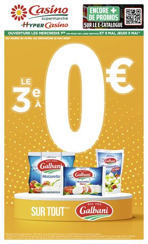 Promos de Supermarchés à Champagny-en-Vanoise | LE 3E A 0€ sur Casino Supermarchés | 30/04/2024 - 12/05/2024