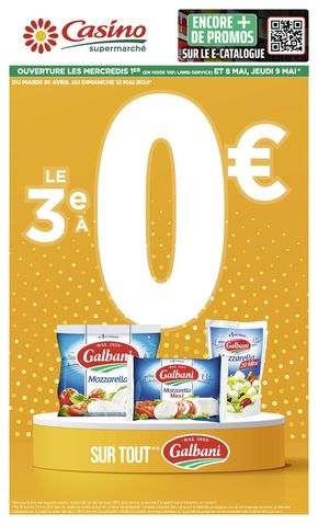 Promos de Supermarchés à Rostrenen | LE 3E A 0€ sur Casino Supermarchés | 30/04/2024 - 12/05/2024