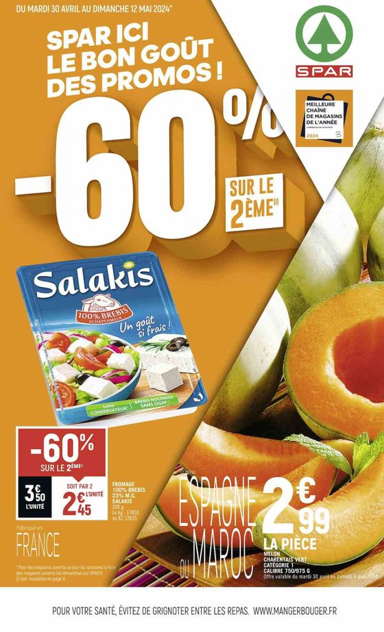 Catalogue Spar à Segré | SPAR ICI LE BON GOÛT DES PROMOS ! | 30/04/2024 - 12/05/2024