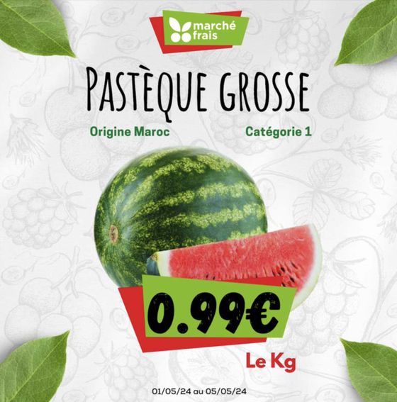 Catalogue marché frais Géant à Brétigny-sur-Orge | Pastéque grosse | 29/04/2024 - 05/05/2024