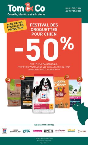 Promos de Jardineries et Animaleries à Montereau-Fault-Yonne | FESTIVAL DES CROQUETTES POUR CHIEN -50% sur Tom&Co | 02/05/2024 - 12/05/2024