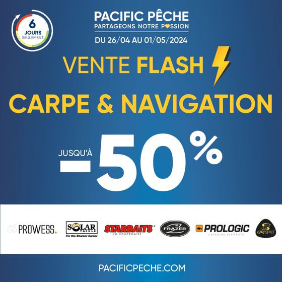 Catalogue Pacific Pêche à Vandœuvre-lès-Nancy | CARPE & NAVIGATION Toutes les plus grandes marques jusqu'à -50% | 29/04/2024 - 01/05/2024