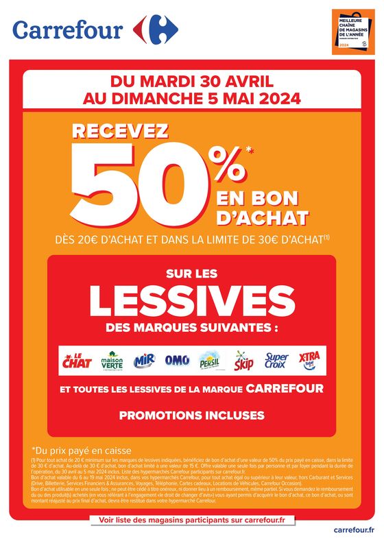 Catalogue Carrefour à Bourg-en-Bresse | Opération bon d'achat | 30/04/2024 - 05/05/2024