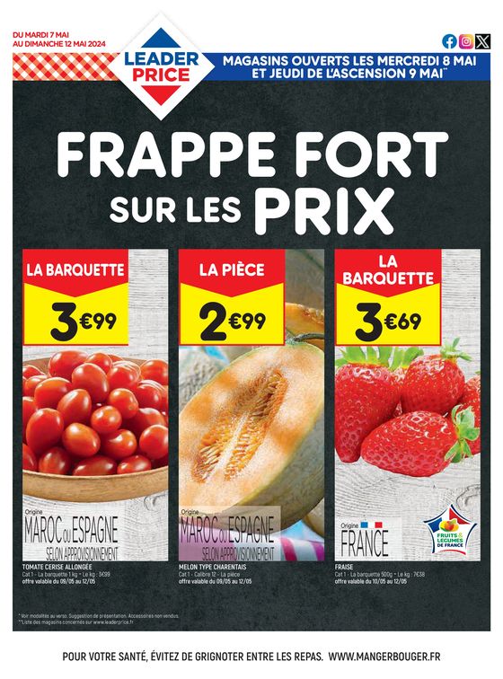 Catalogue Leader Price à Lisieux | FRAPPE FORT SUR LES PRIX | 07/05/2024 - 12/05/2024