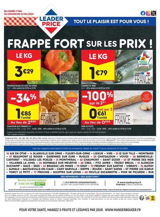 Catalogue Leader Price à Lisieux | FRAPPE FORT SUR LES PRIX | 07/05/2024 - 12/05/2024