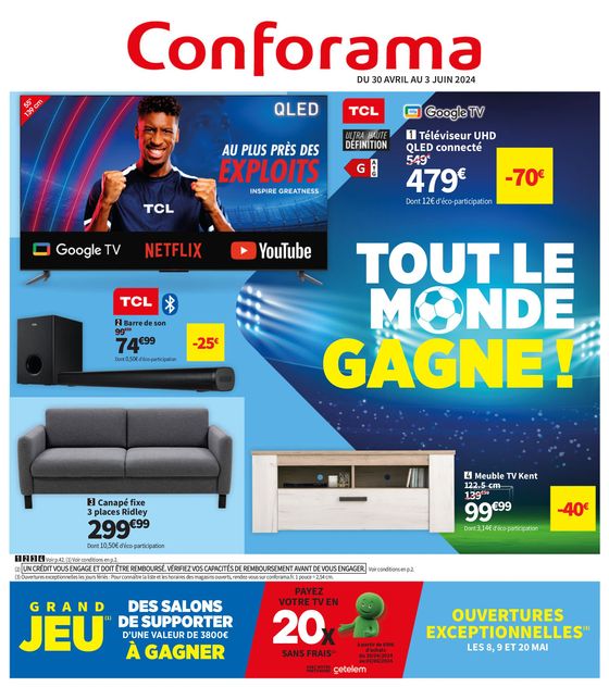 Catalogue Conforama à Cormontreuil (Marne) | Tout le monde gagne | 02/05/2024 - 03/06/2024