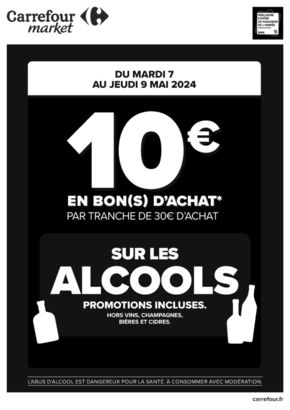 Catalogue Carrefour Contact à Coutances | 10€ par tranche de 30€ sur Alcool_2024 | 07/05/2024 - 09/05/2024
