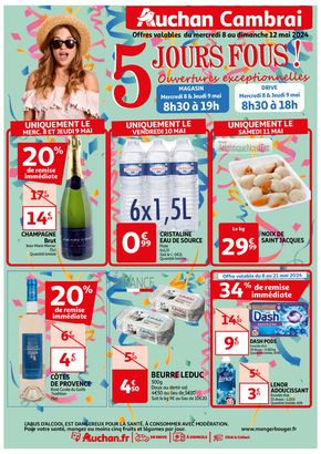 Catalogue Auchan Hypermarché à Cambrai | 5 JOURS FOUS ! | 08/05/2024 - 12/05/2024
