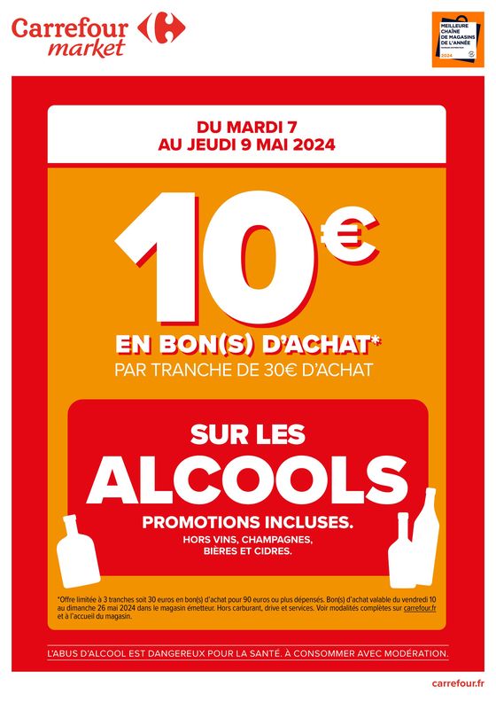 10€ en bon d'achat sur les alcools