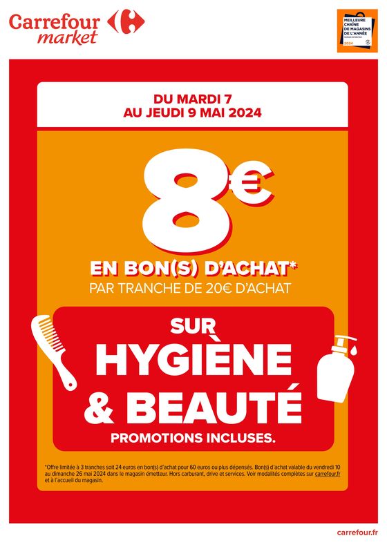 Catalogue Carrefour Express à Bourgoin-Jallieu | 8€ en bon d'achat sur hygiène&beauté | 07/05/2024 - 09/05/2024
