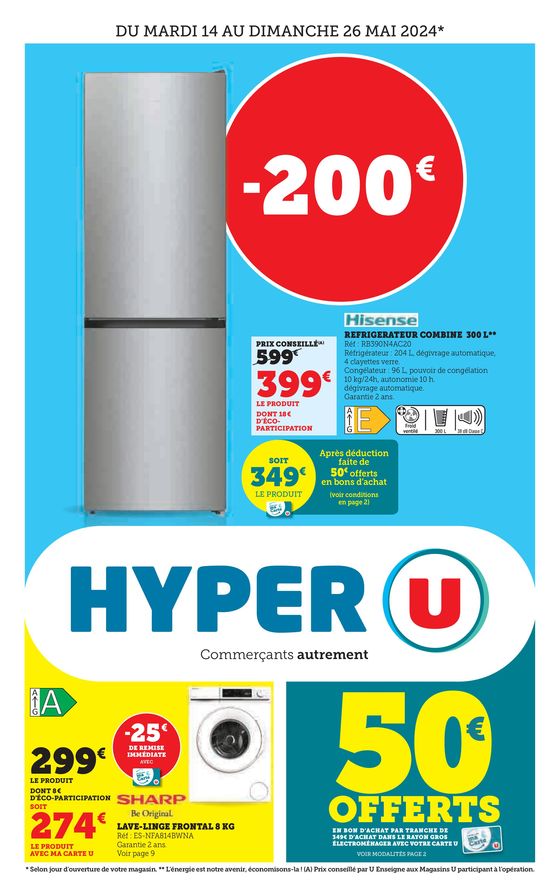 Catalogue Hyper U à Colmar | Offres gros électroménager | 14/05/2024 - 26/05/2024