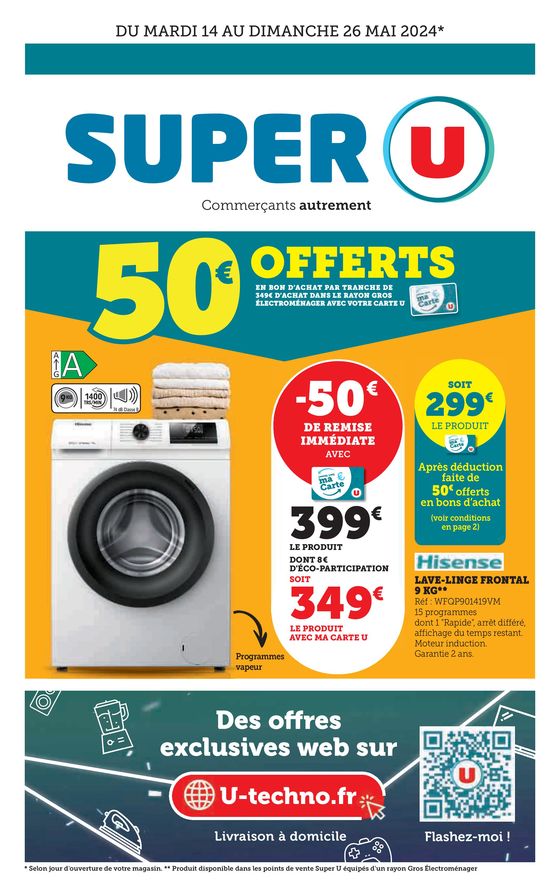 Catalogue Super U à Orgelet | Offres gros électroménager | 14/05/2024 - 26/05/2024