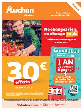 Catalogue Auchan Hypermarché à Chassy (Cher) | Nouveau magasin Auxerre | 21/05/2024 - 27/05/2024