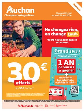 Promos de Supermarchés à Châteauneuf-sur-Charente | Nouveau magasin Champaniers/Angoulème sur Auchan Hypermarché | 21/05/2024 - 27/05/2024