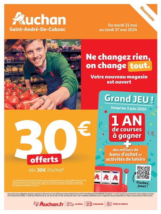 Catalogue Auchan Hypermarché à Bouliac | Nouveau magasin Saint-André-De-Cubzac | 21/05/2024 - 27/05/2024