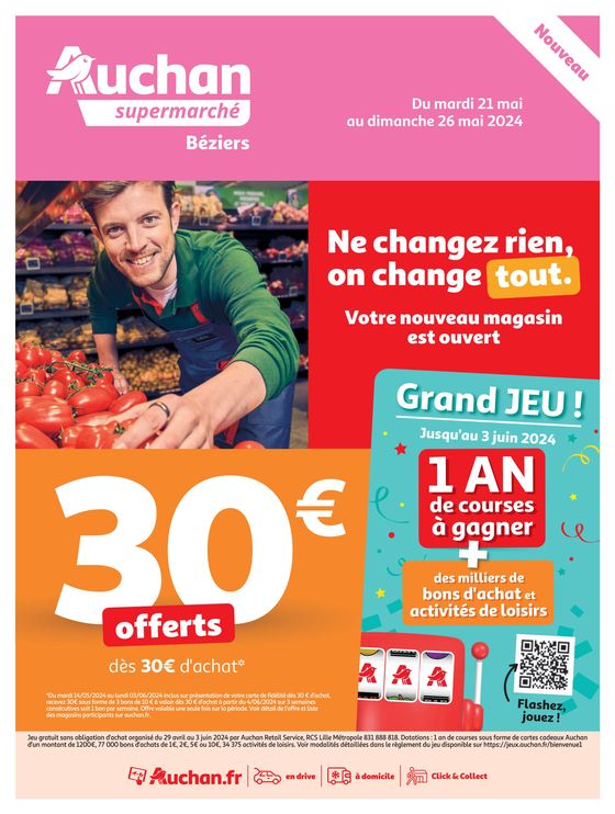 Catalogue Auchan Supermarché à Béziers | Nouveau magasin Béziers | 21/05/2024 - 26/05/2024