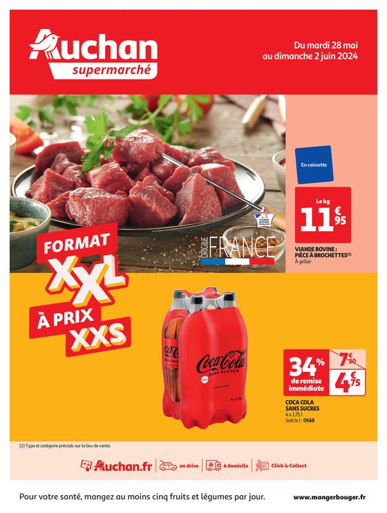 Catalogue Auchan Supermarché à Cournon | Format XXL à prix XXS dans votre supermarché | 28/05/2024 - 02/06/2024