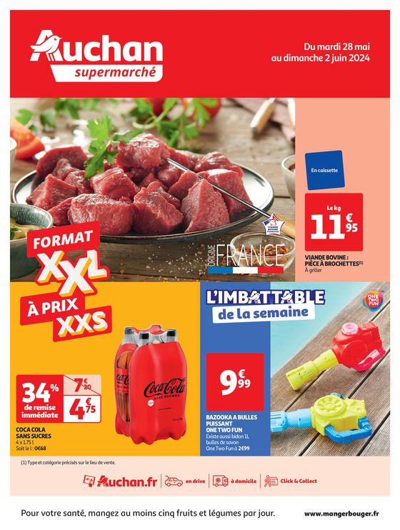 Catalogue Auchan Supermarché à Notre-Dame-de-Gravenchon | Format XXL à prix XXS dans votre supermarché | 28/05/2024 - 02/06/2024