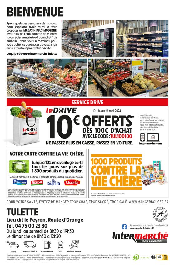 Catalogue Intermarché Contact à Tulette | PROS LOCAL - 07676 TULETTE NOUVEAU MAGASIN 30€ OFFERTS  | 13/05/2024 - 19/05/2024