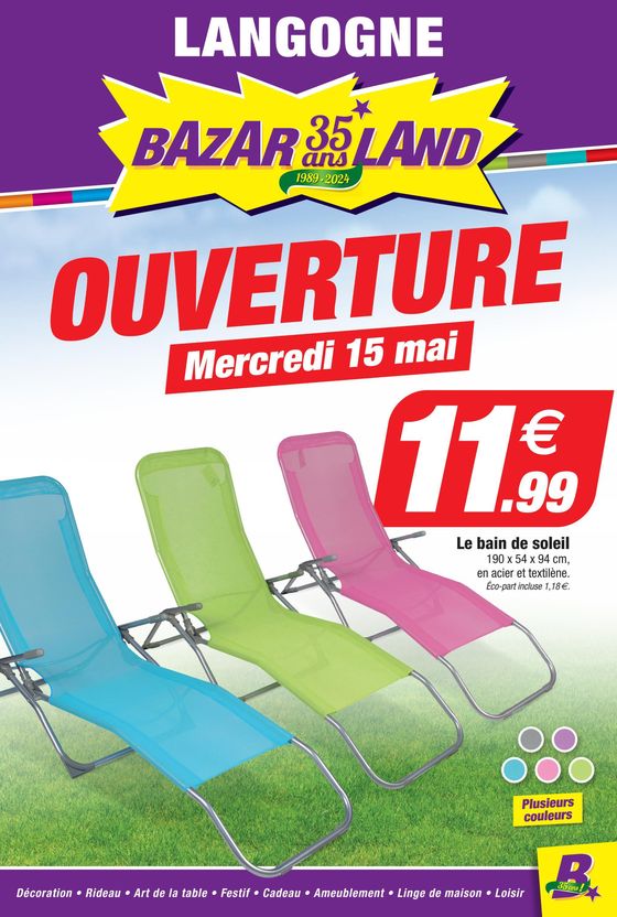 Catalogue Bazarland à Bourgoin-Jallieu | Ouverrture | 15/05/2024 - 26/05/2024