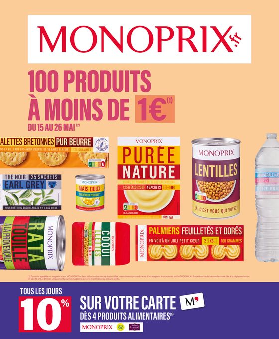 Catalogue Monoprix à Sceaux (Hauts de Seine) | 100 produits à moins de 1€ | 15/05/2024 - 26/05/2024