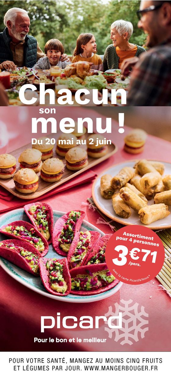 Catalogue Picard à Marseille | Chaucun son menu ! | 20/05/2024 - 02/06/2024