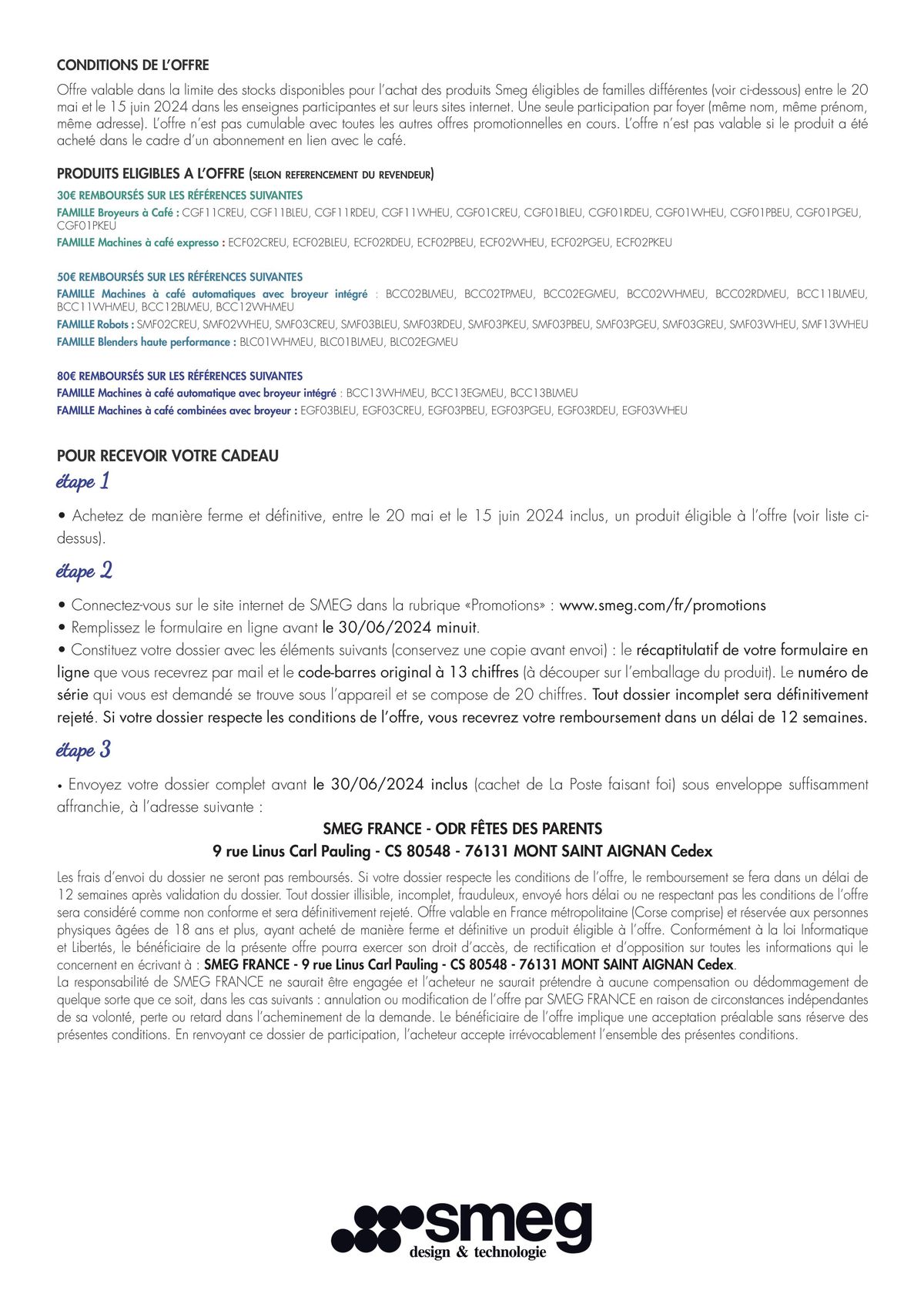 Catalogue OFFRE SMEG: 50€ REMBOURSÉS, page 00002