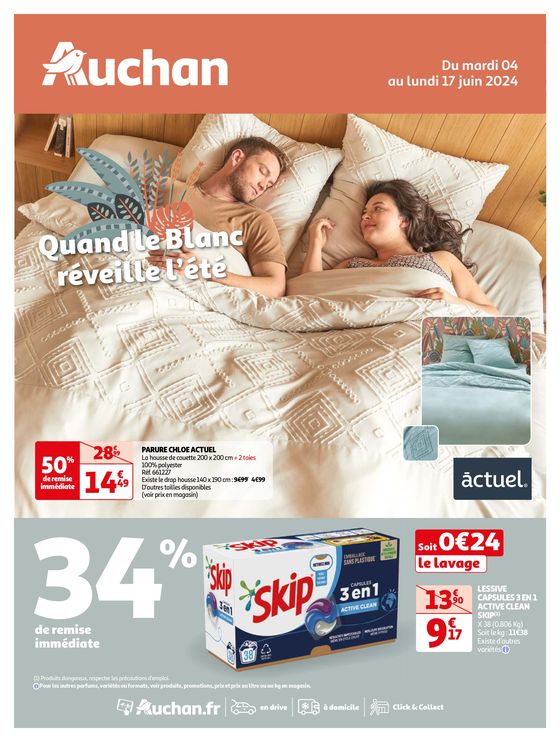 Catalogue Auchan Hypermarché à Angers | Quand le blanc réveille l'été | 04/06/2024 - 17/06/2024