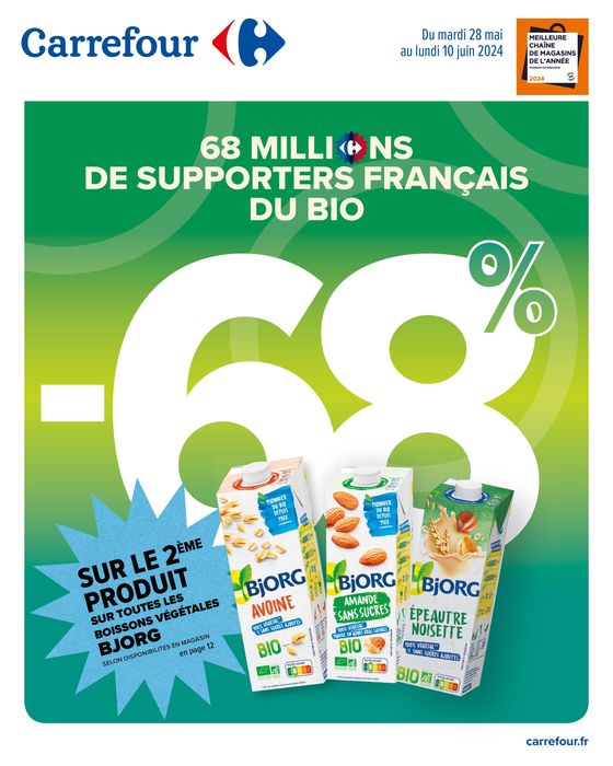 Catalogue Carrefour Drive à Aulnoy-lez-Valenciennes | 68 MILLIONS DE SUPPORTERS FRANÇAIS DU BIO | 28/05/2024 - 10/06/2024