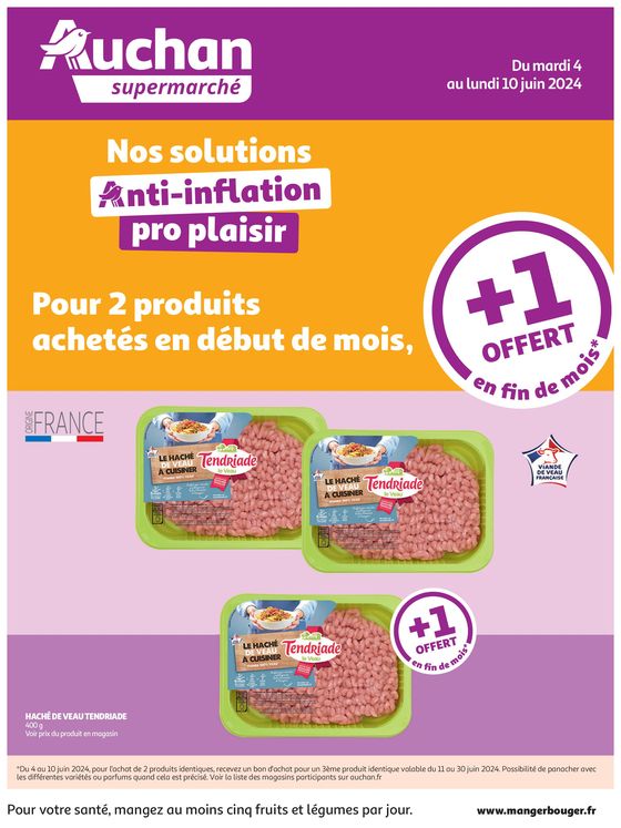 Catalogue Auchan Supermarché à Vélizy-Villacoublay | Un produit offert en fin de mois ! | 04/06/2024 - 10/06/2024