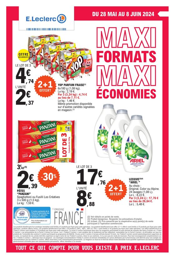 Catalogue E.Leclerc à Talence | Maxi formats maxi économies. | 28/05/2024 - 08/06/2024