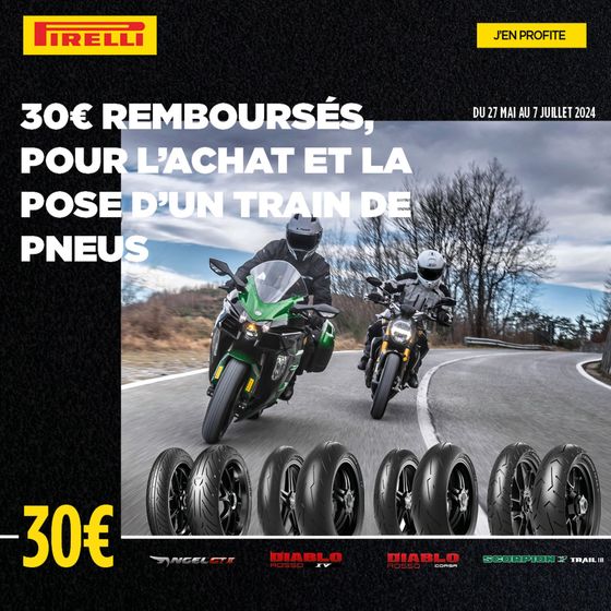 Profite de l'offre Pirelli avec 30€ remboursés !
