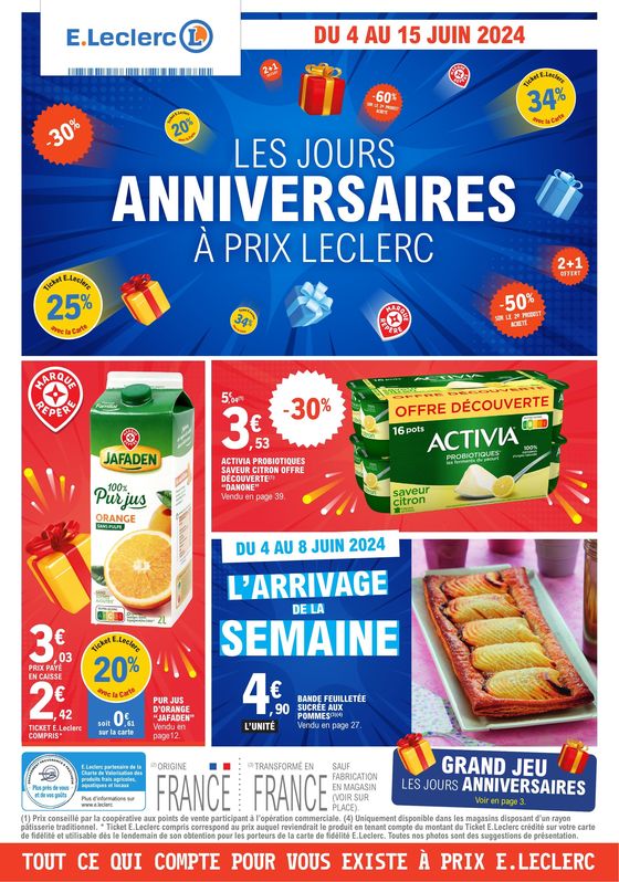 Catalogue E.Leclerc à Sélestat | Les jours anniversaires à prix leclerc | 04/06/2024 - 15/06/2024