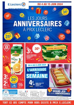 Catalogue E.Leclerc à Navenne | Les jours anniversaires à prix leclerc | 04/06/2024 - 15/06/2024