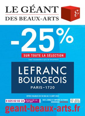 Promos de Meubles et Décoration à Cenon | -25% Sur toute la selection sur Le Géant des Beaux-Arts | 31/05/2024 - 14/08/2024