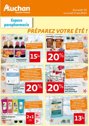 Promos de Santé et Opticiens à Douai | La parapharmacie prépare l'été sur Auchan Hypermarché | 03/06/2024 - 17/06/2024