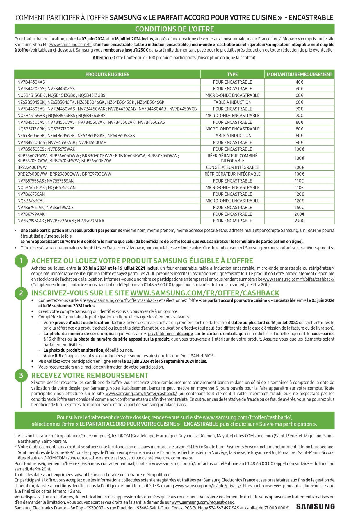 Catalogue  OFFRE SAMSUNG : JUSQU'À 230€ REMBOURSÉS !, page 00002