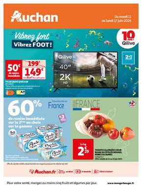 Catalogue Auchan Hypermarché à Jouet-sur-l'Aubois | Les fruits et légumes frais c'est jamais trop ! | 11/06/2024 - 17/06/2024
