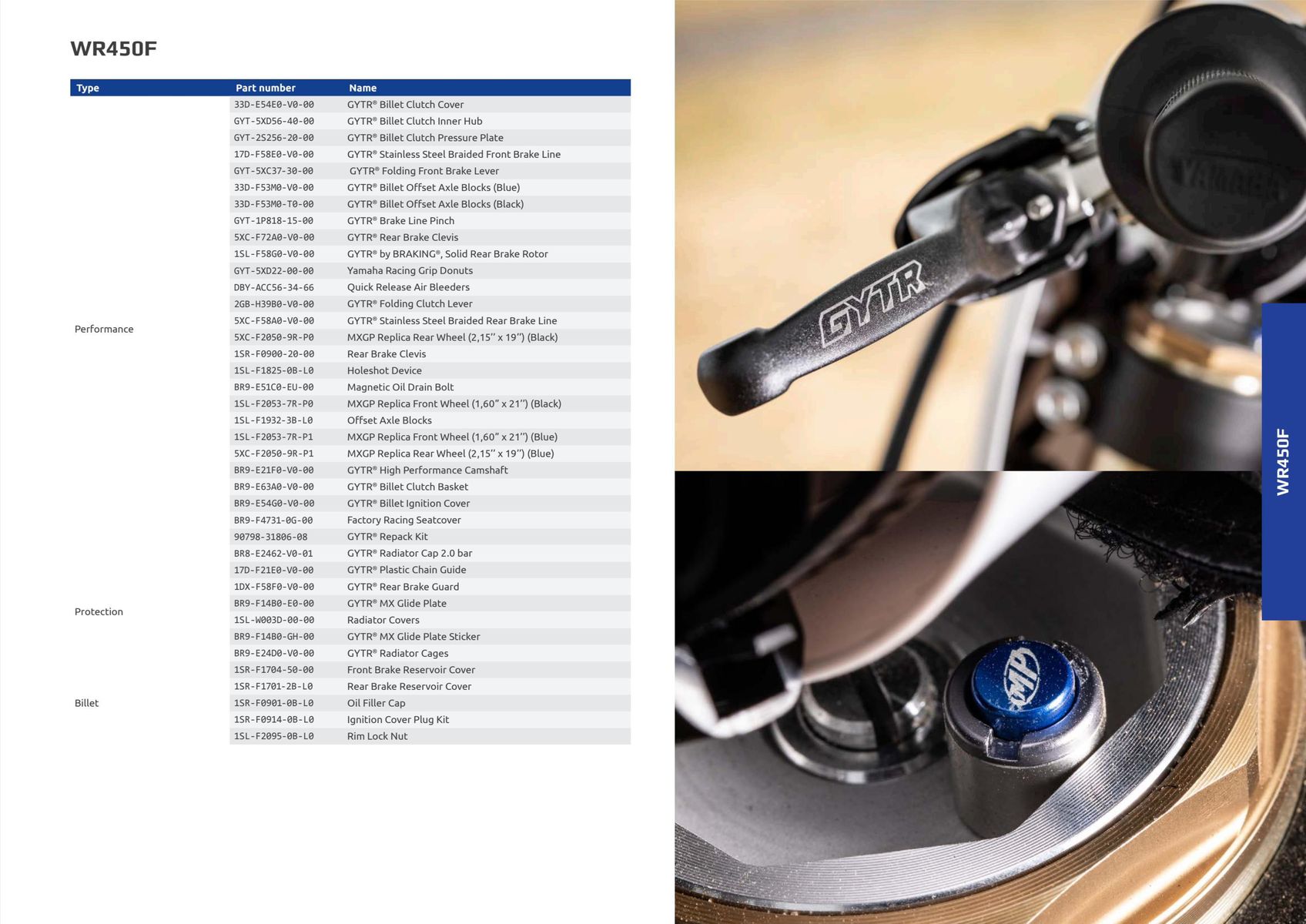 Catalogue Catalogue Yamaha Motos - Off Road GYTR Accessories, page 00006