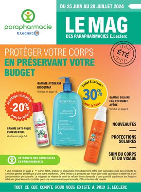 Catalogue E.Leclerc Parapharmacie à Bestiac | Le mag des parapharmacies E.Leclerc | 25/06/2024 - 20/07/2024