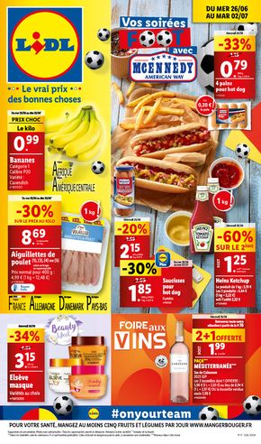 Promos de Supermarchés à Saint-Jean-d'Illac | Régalez-vous lors des soirs de matchs avec nos offres à petits prix ! sur Lidl | 26/06/2024 - 02/07/2024