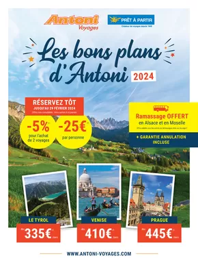 Promos de Voyages à Oullins | Les bons plans d’ Antoni 2024 sur Prêt à partir | 19/06/2024 - 31/12/2024