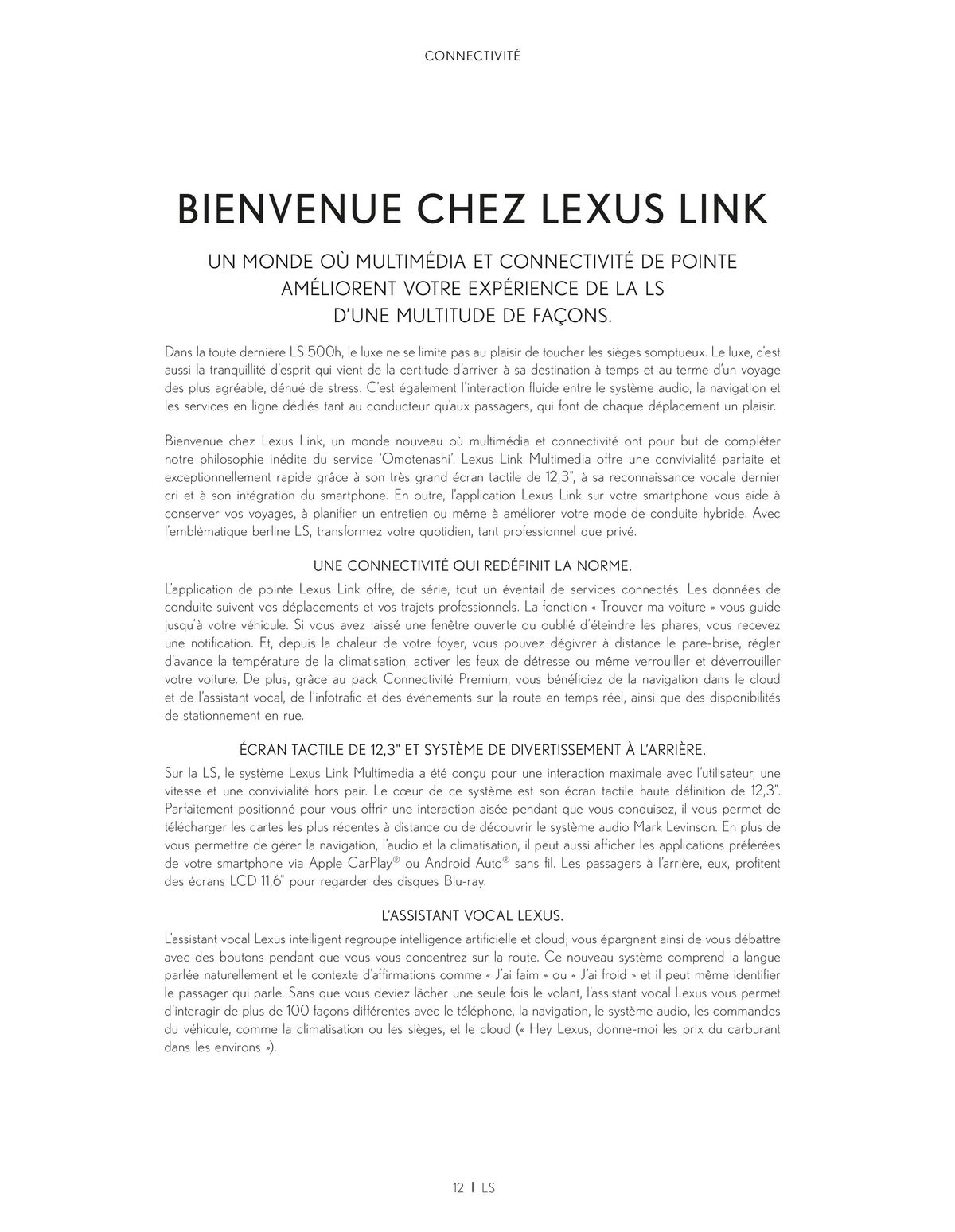 Catalogue Lexus LS 500h Hybride auto-rechargeable, page 00012