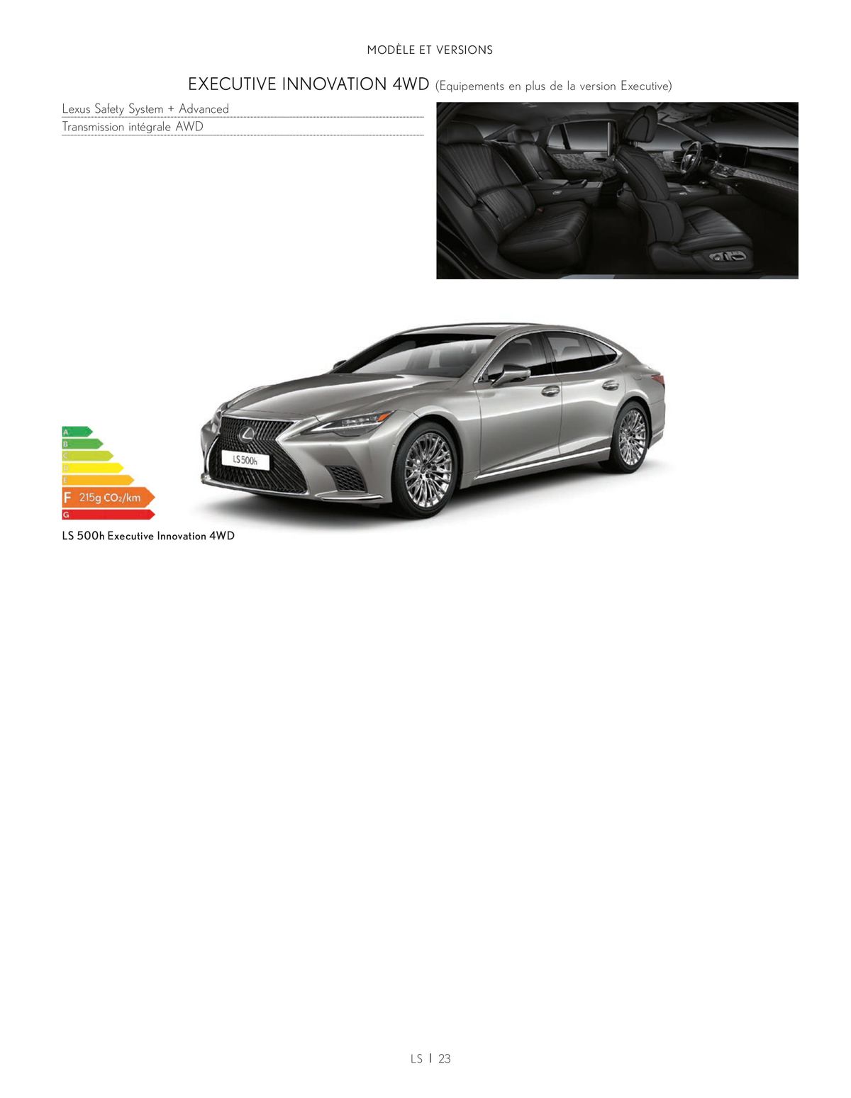 Catalogue Lexus LS 500h Hybride auto-rechargeable, page 00023