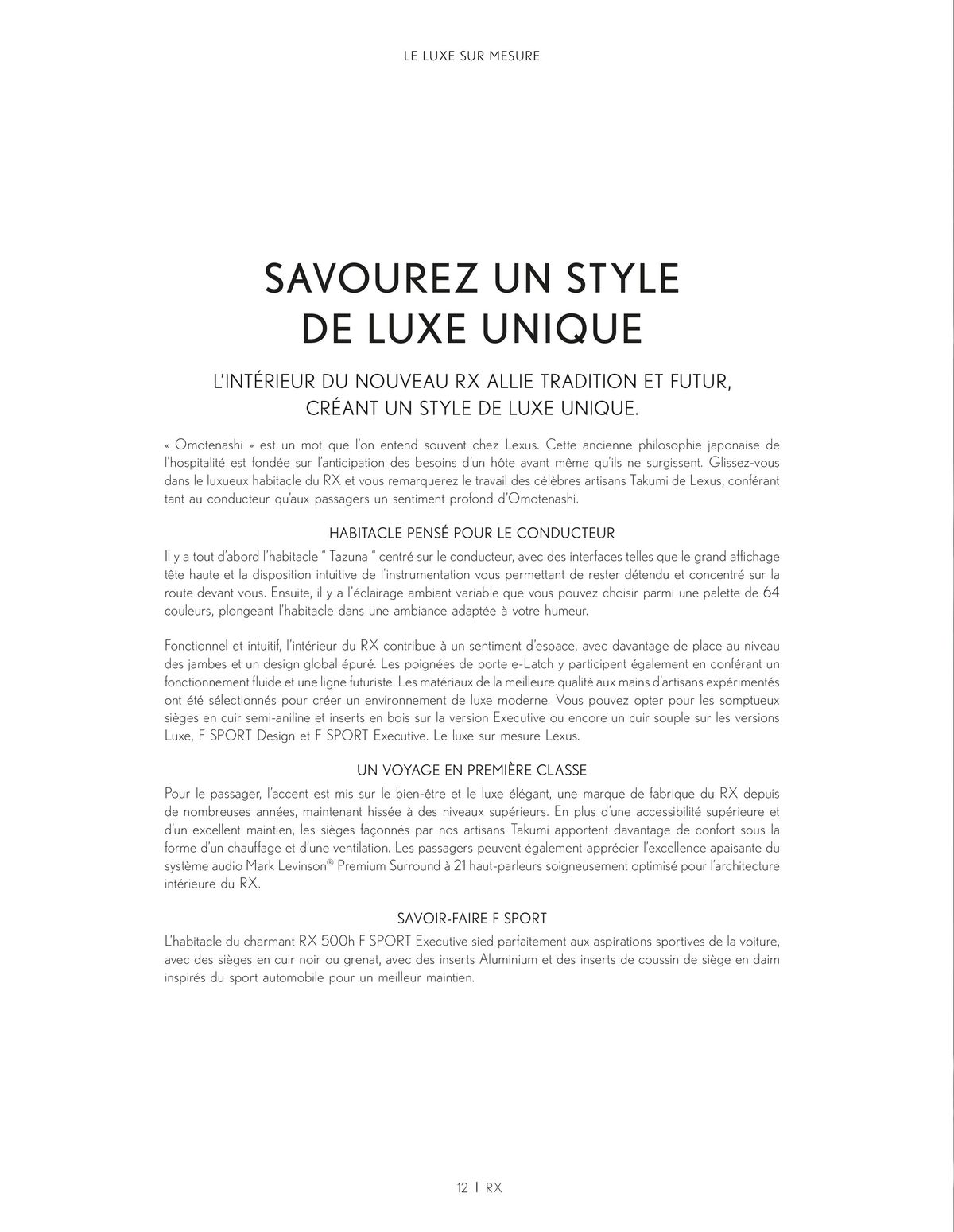 Catalogue Lexus NOUVEAU RX, page 00012