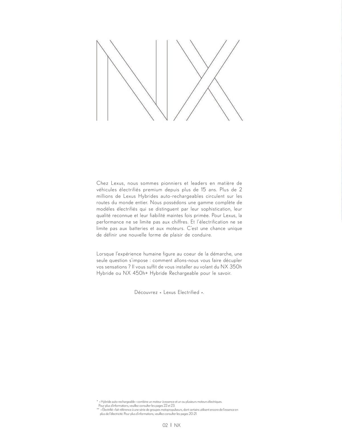 Catalogue Lexus NX 350h HYBRIDE NX 450h+ HYBRIDE RECHARGEABLE, page 00002