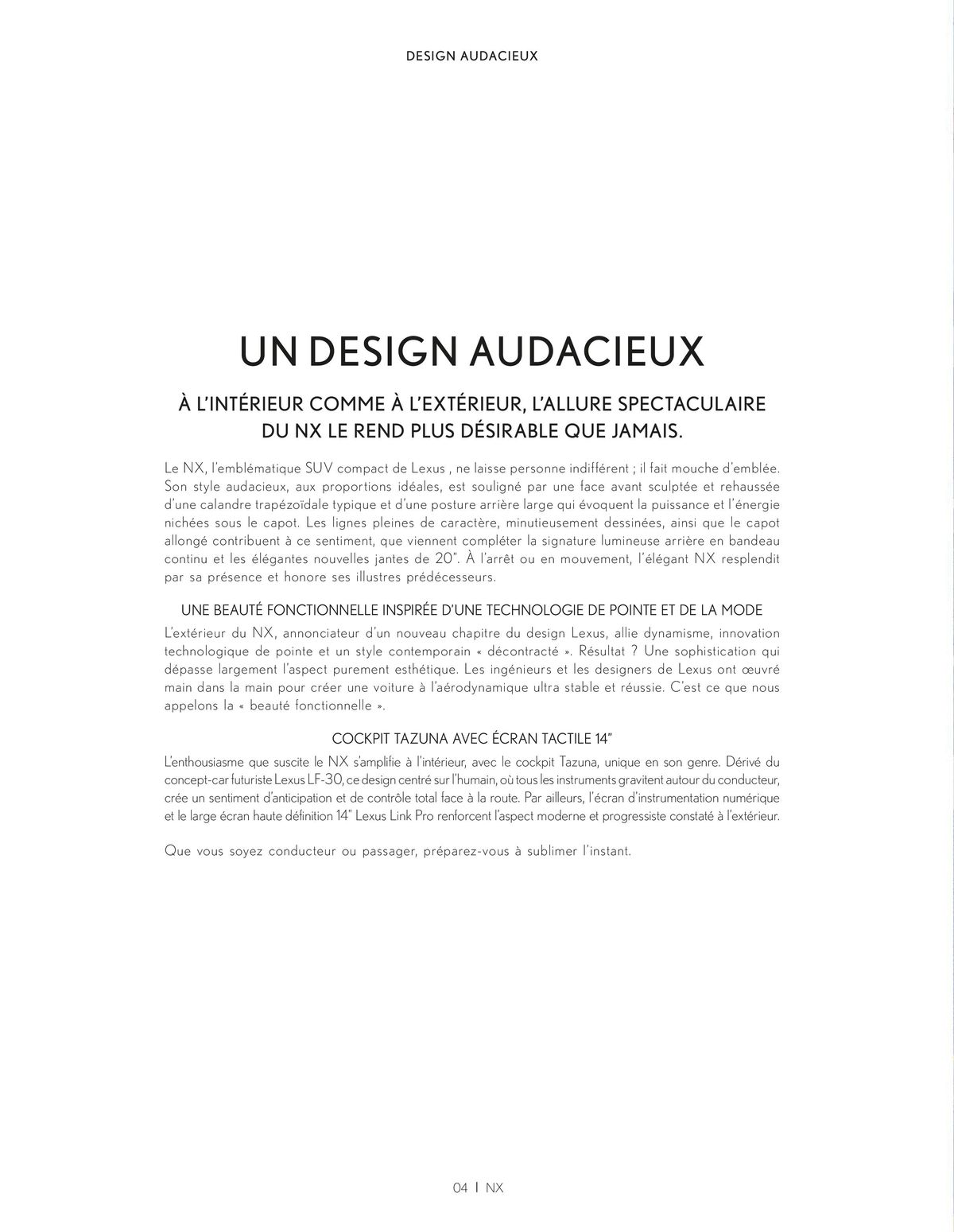 Catalogue Lexus NX 350h HYBRIDE NX 450h+ HYBRIDE RECHARGEABLE, page 00004