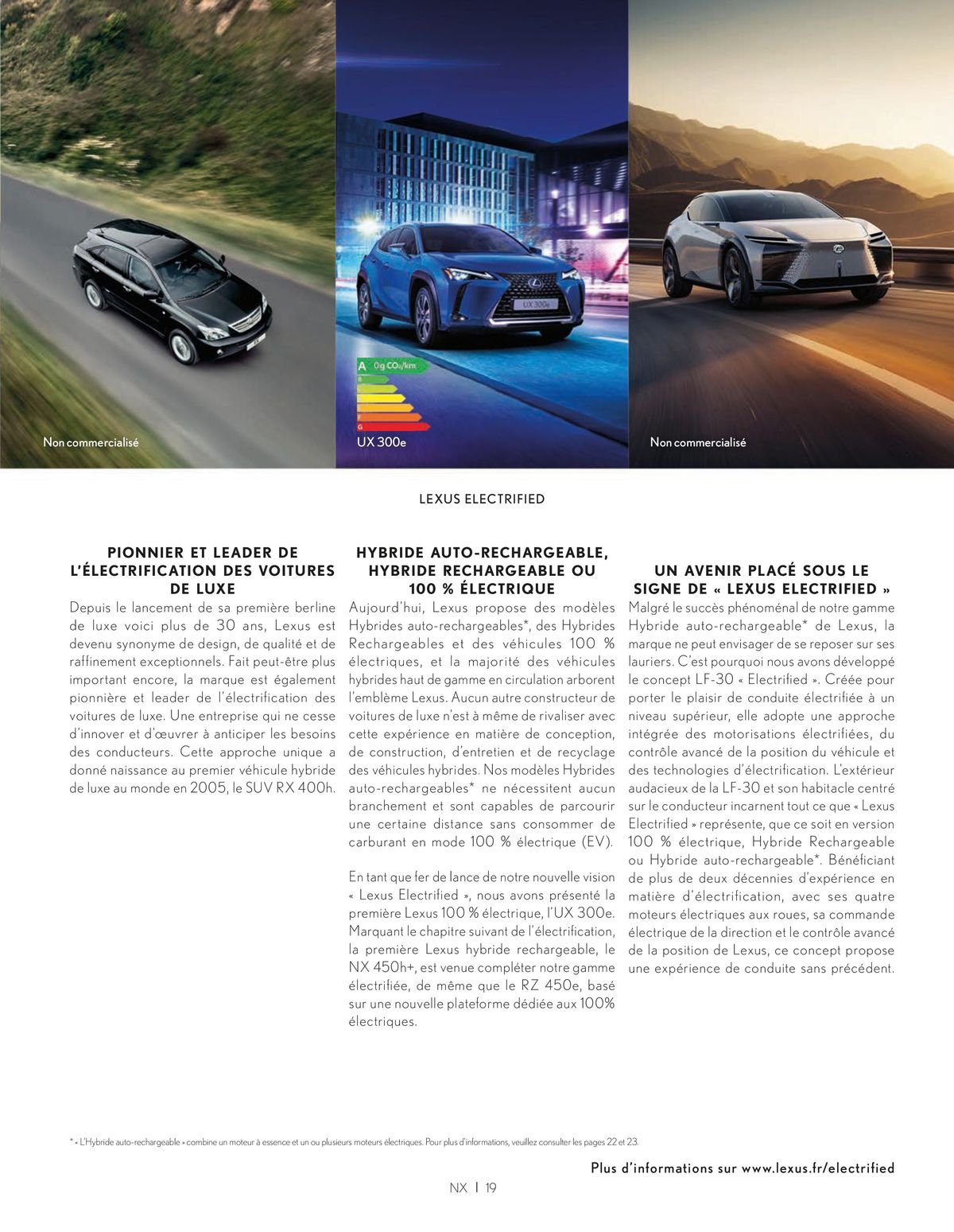 Catalogue Lexus NX 350h HYBRIDE NX 450h+ HYBRIDE RECHARGEABLE, page 00019