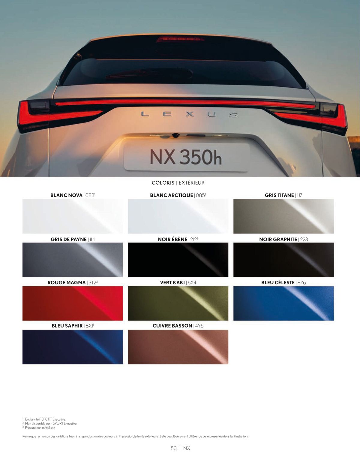 Catalogue Lexus NX 350h HYBRIDE NX 450h+ HYBRIDE RECHARGEABLE, page 00050